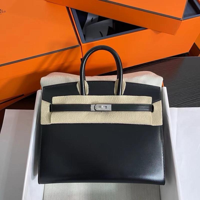 Hermes Birkin 25 sellier black swift silver hardware